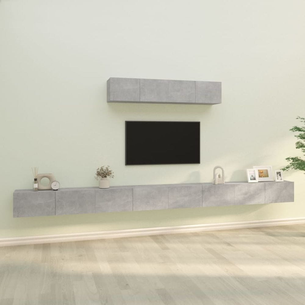 Vidaxl 4-dielna súprava TV skriniek betónovo-sivá spracované drevo